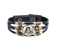 Bracelet en cuir Anime Hunter X Hunter punk cool Killua bouton pression en verre pour homme Bracelet multicouche chaîne cadeau pour fans, 20 mm, Verre