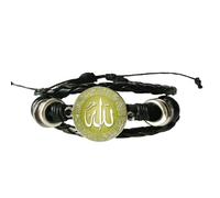 Bracelet en cuir arabe Muhammad Islamique Dieu Allah Charms Bracelets pour hommes religieux Foi musulmane Bijoux Pulseira Masculina, 20 mm, Verre