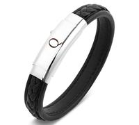 Bracelet en cuir avec lettre initiale pour homme, bracelet noir avec boucle réglable, cadeau pour papa, mari, frère, petit ami, fils, grand-père, Cuir, Pas de gemme