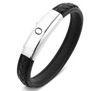 Bracelet en cuir avec lettre initiale pour homme, bracelet noir avec boucle réglable, cadeau pour papa, mari, frère, petit ami, fils, grand-père, Cuir, Pas de gemme