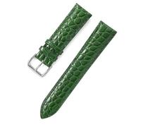 Bracelet en cuir d'alligator de 12 à 24 mm, avec barrette de fixation, élégant et résistant, accessoire de rechange, convient aux montres habillées.,Vert,16 mm