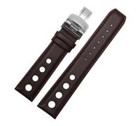 Bracelet en cuir de 20 mm compatible avec Tissot Sports Racing Series PRS516 T91 1853 Bracelet de montre for homme avec fermoir papillon Ceinture en cuir de vache souple(Brown-brown,Silver buckle)