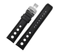 Bracelet en cuir de 20 mm compatible avec Tissot Sports Racing Series PRS516 T91 1853 Bracelet de montre for homme avec fermoir papillon Ceinture en cuir de vache souple(Black-black,Black buckle)