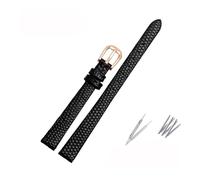 Bracelet en cuir de petite taille for montre Fossil Poly Time, compatible for les horodatages AJIDOU, 8 mm, 10 mm, 12 mm, 14 mm(Black-rose gold,16mm)