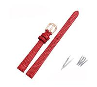 Bracelet en cuir de petite taille for montre Fossil Poly Time, compatible for les horodatages AJIDOU, 8 mm, 10 mm, 12 mm, 14 mm(Red-rose gold,12mm)