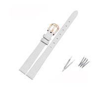 Bracelet en cuir de petite taille for montre Fossil Poly Time, compatible for les horodatages AJIDOU, 8 mm, 10 mm, 12 mm, 14 mm(White-rose gold,16mm)