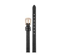 Bracelet en cuir de vachette souple ultra-fin petite taille for montre Rosemont Rose Fossil Casio motif lézard for femme 6 mm 8 10(Black-rose gold,8mm)