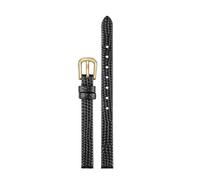 Bracelet en cuir de vachette souple ultra-fin petite taille for montre Rosemont Rose Fossil Casio motif lézard for femme 6 mm 8 10(Black-gold,14mm)