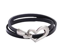 Bracelet en cuir en forme de cœur pour femmes et filles - Empilable - Style punk - Collier ras du cou en cuir pour adolescentes - Bijoux de Saint-Valentin, 1, Métal, Sans pierre précieuse