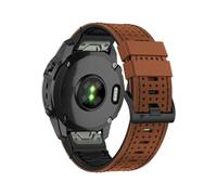 Bracelet en cuir et silicone bicolore 26 mm 22 mm for montre Pour Garmin Fenix 8 E 47 mm 7X 7 6X 6 5X Plus/Epix Pro 51 mm QuickFit(Brown Black,26mm Fenix 7X 7X Pro)