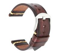 Bracelet en cuir fait main pour homme, 20 mm/22 mm, longueur 20 cm, style vintage, avec boucle ardillon, accessoires de bracelet remplaçables,Argent brun foncé,26 mm