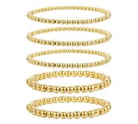 Bracelet en cuir Garçons Cordon à la main 4 mm 6 mm Simple Perle ronde Or Bracelet de perles élastique américain 3