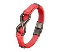 Bracelet En Cuir Homme,Bracelet En Cuir De Qualité Supérieure pour Homme Nœud Infini Marron Classique Fait À La Main Style Punk Cadeau pour Garçon Bijoux Accessoires Rouge 23 Cm