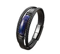 Bracelet En Cuir Homme,Bracelet En Cuir pour Homme avec Pierre Œil De Tigre Style Vintage Luxueux avec Fermoir Magnétique Multicouches Tressé À La Main Style Punk Accessoires De Bijoux Noir Prof
