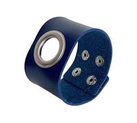 Bracelet En Cuir Homme,Bracelet Manchette Large En Cuir Unisexe Style Gothique Punk Rock Biker avec Anneau Creux À Pression Bracelet Manchette Réglable Vintage pour Homme et Femme Bleu Foncé