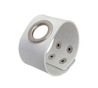 Bracelet En Cuir Homme,Bracelet Manchette Large Style Gothique Punk Rock Biker Bracelet En Cuir Unisexe avec Anneau Creux À Pression Bracelet Manchette Réglable Vintage pour Hommes et Femmes Blanc