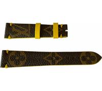 Bracelet en cuir Louis Vuitton monogramme marron et jaune 18 mm