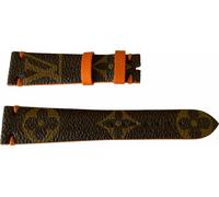 Bracelet en cuir Louis Vuitton monogramme marron et orange pour montres 20mm