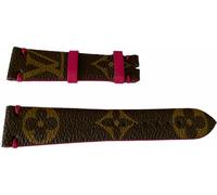 Bracelet en cuir Louis Vuitton monogramme marron et rose 20mm