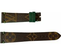 Bracelet en cuir Louis Vuitton monogramme marron et vert pour montres 20mm