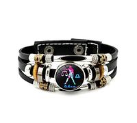 Bracelet En Cuir Lumineux 12 Constellation - Bracelet Punk À Tissage Multicouche Avec Douze Signes Du Zodiaque,Balance Scorpio Virgo Leo Button Time Gem Bracelet Pour Homme Et Femme,Balance,Taille Un