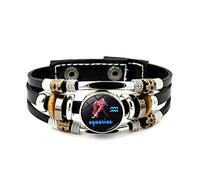 Bracelet En Cuir Lumineux 12 Constellation - Douze Signes Du Zodiaque Tissage Multicouche Bracelet Punk,Balance Scorpion Vierge Lion Bouton Temps Gem Bracelet Pour Homme Et Femme,Verseau,Taille Unique