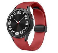 Bracelet en Cuir magnétique pour Samsung Galaxy Watch 6/5/4 40mm 44mm/6 Classic 43 47mm/5 Pro 45mm/4 Classic 42 46mm，20mm sans Couture D-Buckle Hybrid Eco-Leather Bracelet de Sport en Silicone Souple