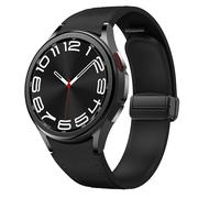 Bracelet en Cuir magnétique pour Samsung Galaxy Watch 6/5/4 40mm 44mm/6 Classic 43 47mm/5 Pro 45mm/4 Classic 42 46mm，20mm sans Couture D-Buckle Hybrid Eco-Leather Bracelet de Sport en Silicone Souple