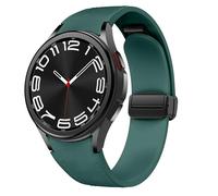 Bracelet en Cuir magnétique pour Samsung Galaxy Watch 6/5/4 40mm 44mm/6 Classic 43 47mm/5 Pro 45mm/4 Classic 42 46mm，20mm sans Couture D-Buckle Hybrid Eco-Leather Bracelet de Sport en Silicone Souple