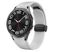 Bracelet en Cuir magnétique pour Samsung Galaxy Watch 6/5/4 40mm 44mm/6 Classic 43 47mm/5 Pro 45mm/4 Classic 42 46mm，20mm sans Couture D-Buckle Hybrid Eco-Leather Bracelet de Sport en Silicone Souple