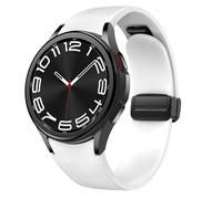 Bracelet en Cuir magnétique pour Samsung Galaxy Watch 6/5/4 40mm 44mm/6 Classic 43 47mm/5 Pro 45mm/4 Classic 42 46mm，20mm sans Couture D-Buckle Hybrid Eco-Leather Bracelet de Sport en Silicone Souple