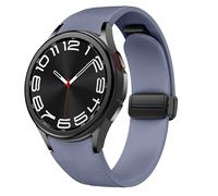 Bracelet en Cuir magnétique pour Samsung Galaxy Watch 6/5/4 40mm 44mm/6 Classic 43 47mm/5 Pro 45mm/4 Classic 42 46mm，20mm sans Couture D-Buckle Hybrid Eco-Leather Bracelet de Sport en Silicone Souple
