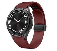 Bracelet en Cuir magnétique pour Samsung Galaxy Watch 6/5/4 40mm 44mm/6 Classic 43 47mm/5 Pro 45mm/4 Classic 42 46mm，20mm sans Couture D-Buckle Hybrid Eco-Leather Bracelet de Sport en Silicone Souple