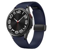 Bracelet en Cuir magnétique pour Samsung Galaxy Watch 6/5/4 40mm 44mm/6 Classic 43 47mm/5 Pro 45mm/4 Classic 42 46mm，20mm sans Couture D-Buckle Hybrid Eco-Leather Bracelet de Sport en Silicone Souple