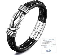 Bracelet en Cuir Mamie Et Petit Fils Liés pour Toujours tressé pour Homme en Acier Inoxydable avec Fermoir magnétique, Cadeaux de rentrée des Classes, de Remise de diplôme et d'anniversaire