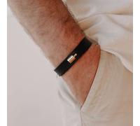 Bracelet en cuir Mon Petit Poids Noir (plaqué or jaune)