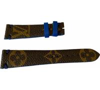 Bracelet en cuir monogramme Louis Vuitton marron et bleu 20mm