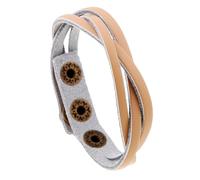 Bracelet En Cuir Multi-Tours Artisanal Avec Boucle À Pression, Fait Main En Cuir Véritable Vintage, Bracelet Manchette Ajustable, Bijou Cadeau Pour Garçon, Homme Ou Père, Jaune Clair, 18 Cm