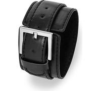 Bracelet en cuir noir avec boucle en acier