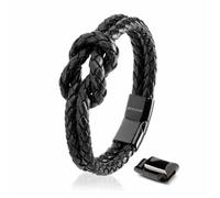 Bracelet en Cuir pour Femmes SERASAR B020-16 Noir Bijoux bracelet élégants et tendance avec fermoir en acier et magnétique.