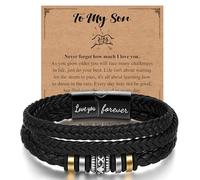 Bracelet en cuir pour garçon, bracelet à fermoir magnétique gravé pour cousin, neveu, frère, petit-fils, fils, cadeau d'anniversaire pour adolescent, 7.5inch, Cuir, Pas de gemme