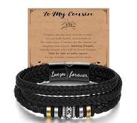 Bracelet en cuir pour garçon, bracelet à fermoir magnétique gravé pour cousin, neveu, frère, petit-fils, fils, cadeau d'anniversaire pour adolescent, 7.5inch, Cuir, Pas de gemme