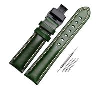 Bracelet en cuir pour homme, 18 mm, 20 mm, 21 mm, 22 mm, longueur 20 cm, rouge vin mat, accessoire universel remplaçable,Boucle verte noire,22 mm