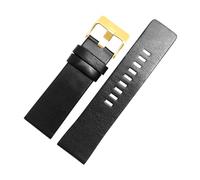 Bracelet en cuir pour homme, 26 mm, 28 mm, 30 mm, 32 mm, longueur 20 cm, boucle ardillon élargie, style décontracté, accessoire universel interchangeable.,Boucle en or noir,26 mm