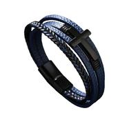 Bracelet En Cuir pour Homme avec Croix Bracelet De Foi Bracelets Multicouches avec Fermoir Magnétique Bracelet Manchette Punk Tressé À La Main Cadeau pour Garçons Lui Bijoux Accessoires Bleu 19