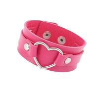 Bracelet En Cuir pour Homme,Bracelets En Cuir pour Couples Bracelets Larges En Forme De Cœur Unisexes avec Bouton-Pression Réglables Style Punk Rock Gothique pour Femmes et Hommes Bijoux Cadeau