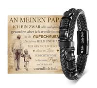 Bracelet en cuir pour homme - Cadeau d'anniversaire pour fils - Cadeau d'anniversaire pour garçon - Azubi - Cadeau de courage pour homme de 16, 19, 21 ans, 21cm, Acier inoxydable, Pas de gemme