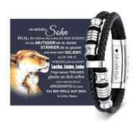Bracelet en cuir pour homme Cadeau pour fils de maman - Bracelet pour mon fils Cadeau d'anniversaire pour adolescent 18e anniversaire garçon Azubi Mutmacher Cadeau pour homme de 16, 19, 21 ans