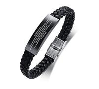 Bracelet en cuir pour homme et fils - Cadeau de Noël - Bracelet en cuir noir - Gravure avec message inspirant à mon fils - Cadeau de maman papa - Bracelet pour homme - Cadeau d'anniversaire - Cadeau