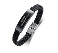 Bracelet en cuir pour homme et fils - Cadeau de Noël - Bracelet en cuir noir - Gravure avec message inspirant à mon fils - Cadeau de maman papa - Bracelet pour homme - Cadeau d'anniversaire - Cadeau